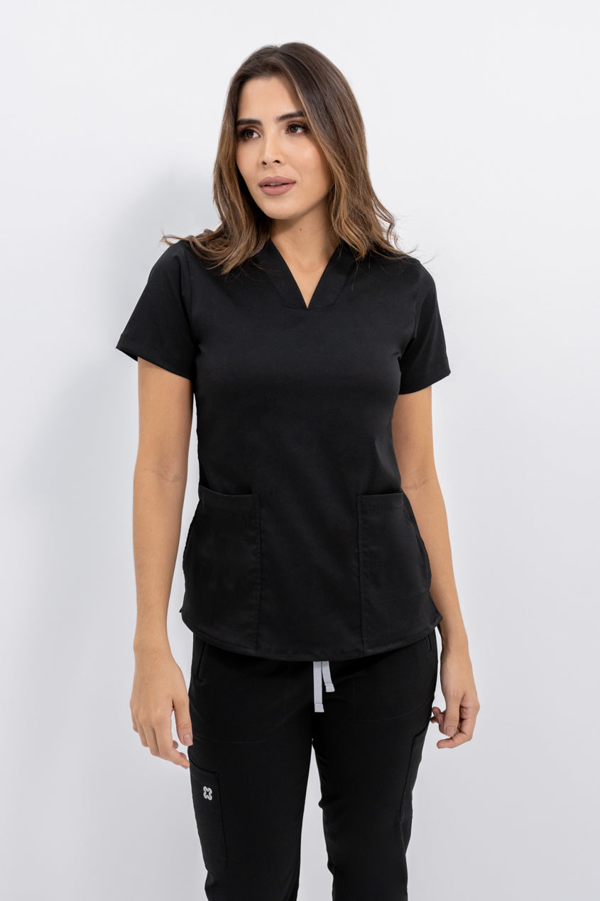 blusa medica uniforme antifluidos agua negro para mujer