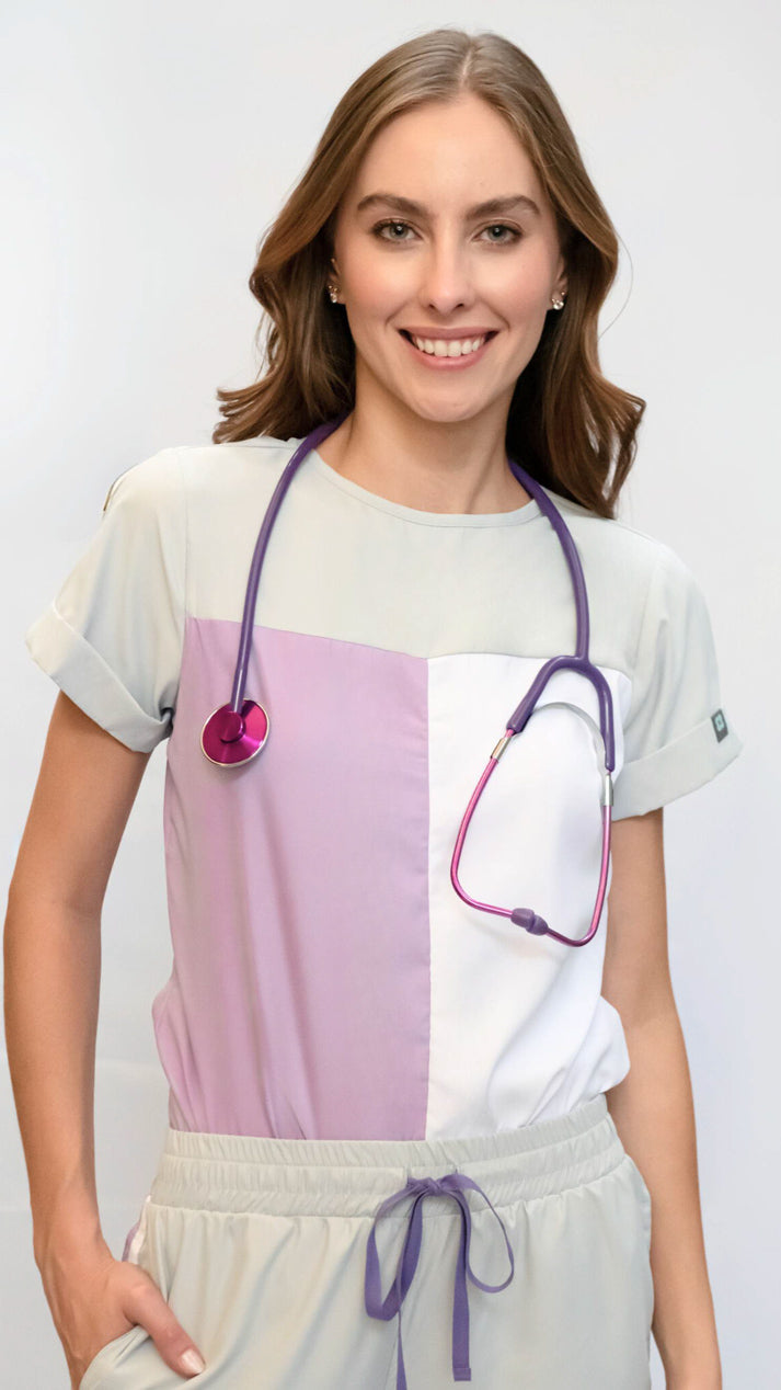 blusa medica uniforme star lila para mujer