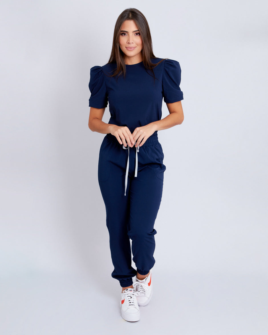 blusa scrub quirurjico new sky azul navy para mujer