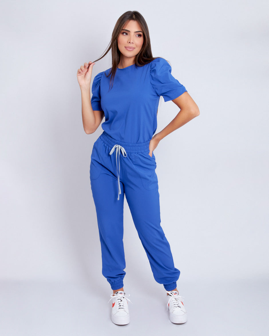 blusa scrub quirurjico new sky azul rey para mujer