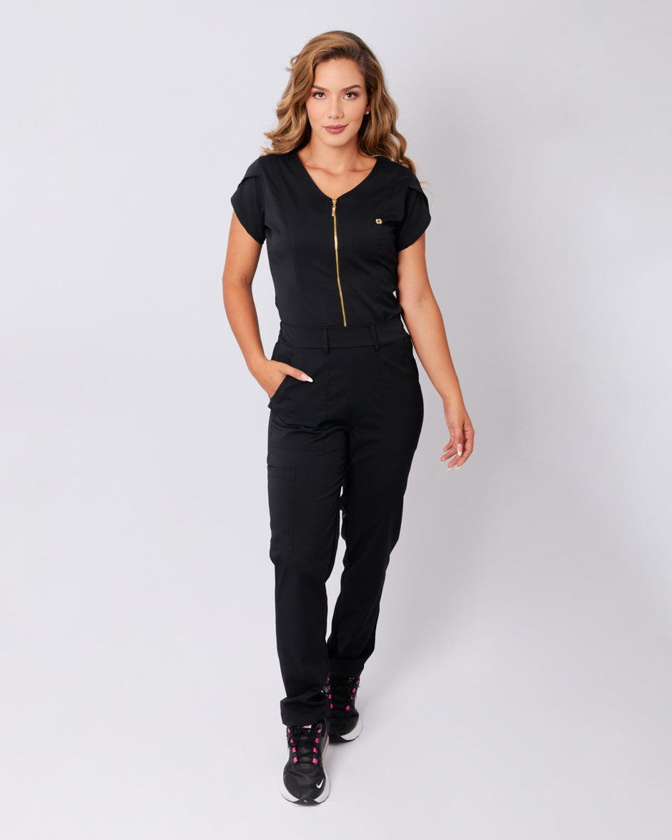 blusa scrub quirurjico polaris negro para mujer