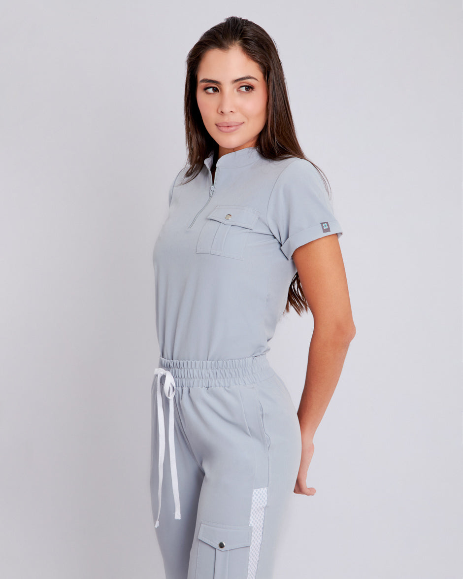 blusa uniforme antifluidos eclipse gris claro