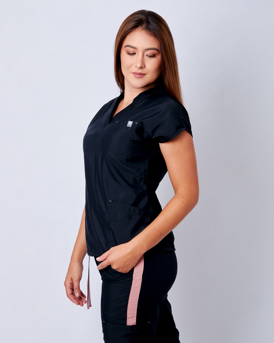 blusa uniforme antifluidos mercury negro para mujer