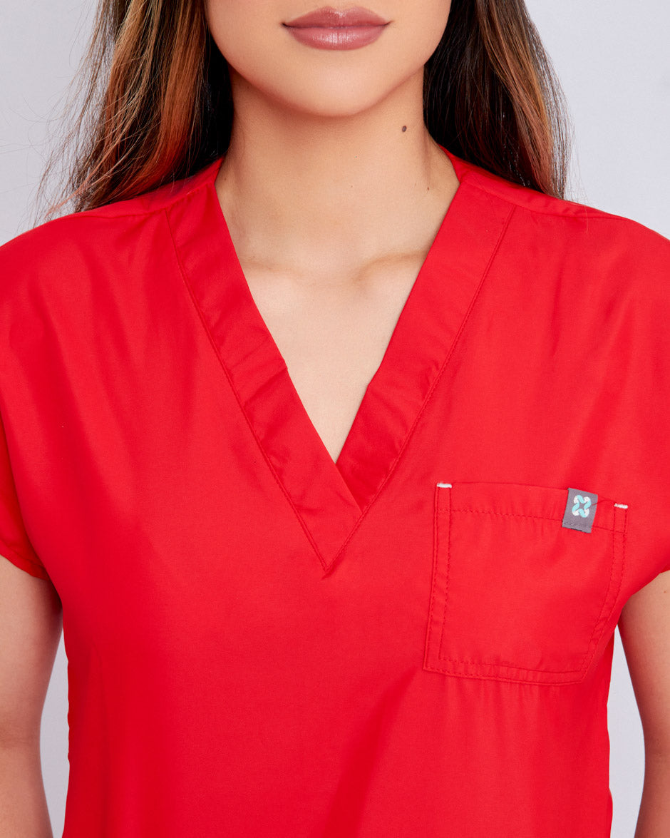 blusa uniforme antifluidos mercury rojo para mujer