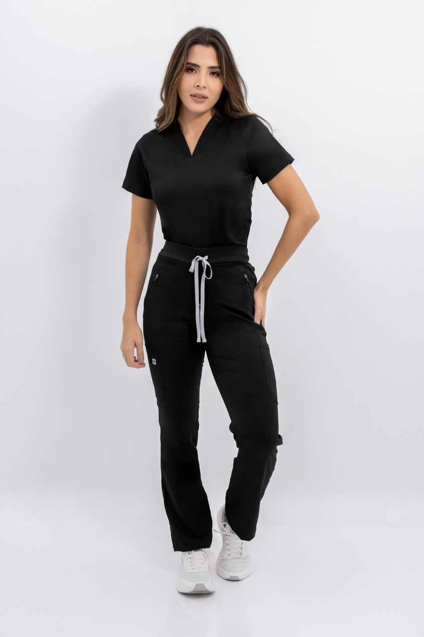 blusa uniforme antifluidos agua negro para mujer elegantes