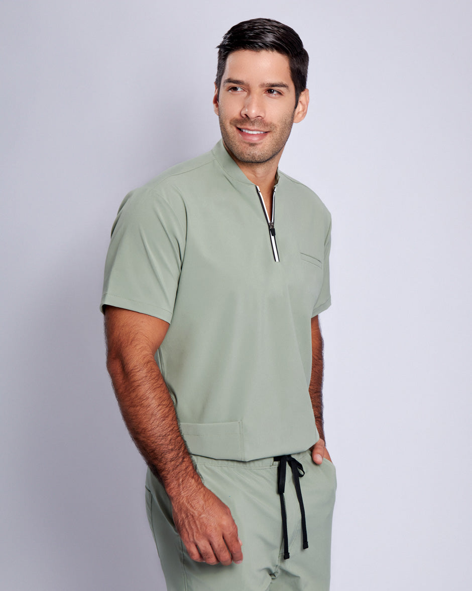 camisa medica antifluidos leo verde pistacho para hombre