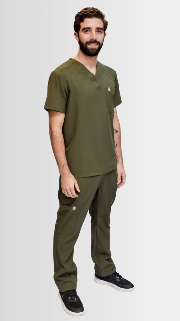 camisa medica pluton verde militar para hombre