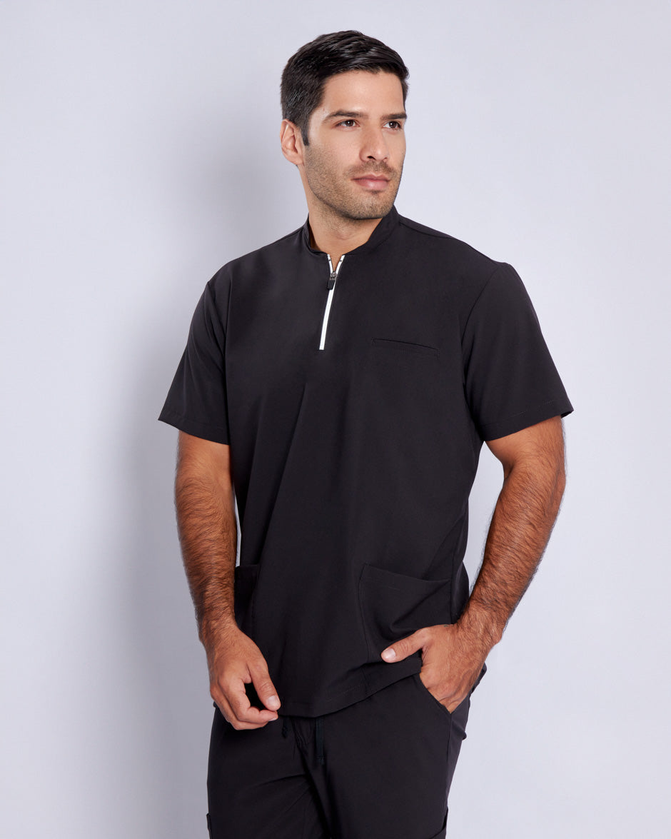 camisa medica uniforme antifluidos leo negro para hombre