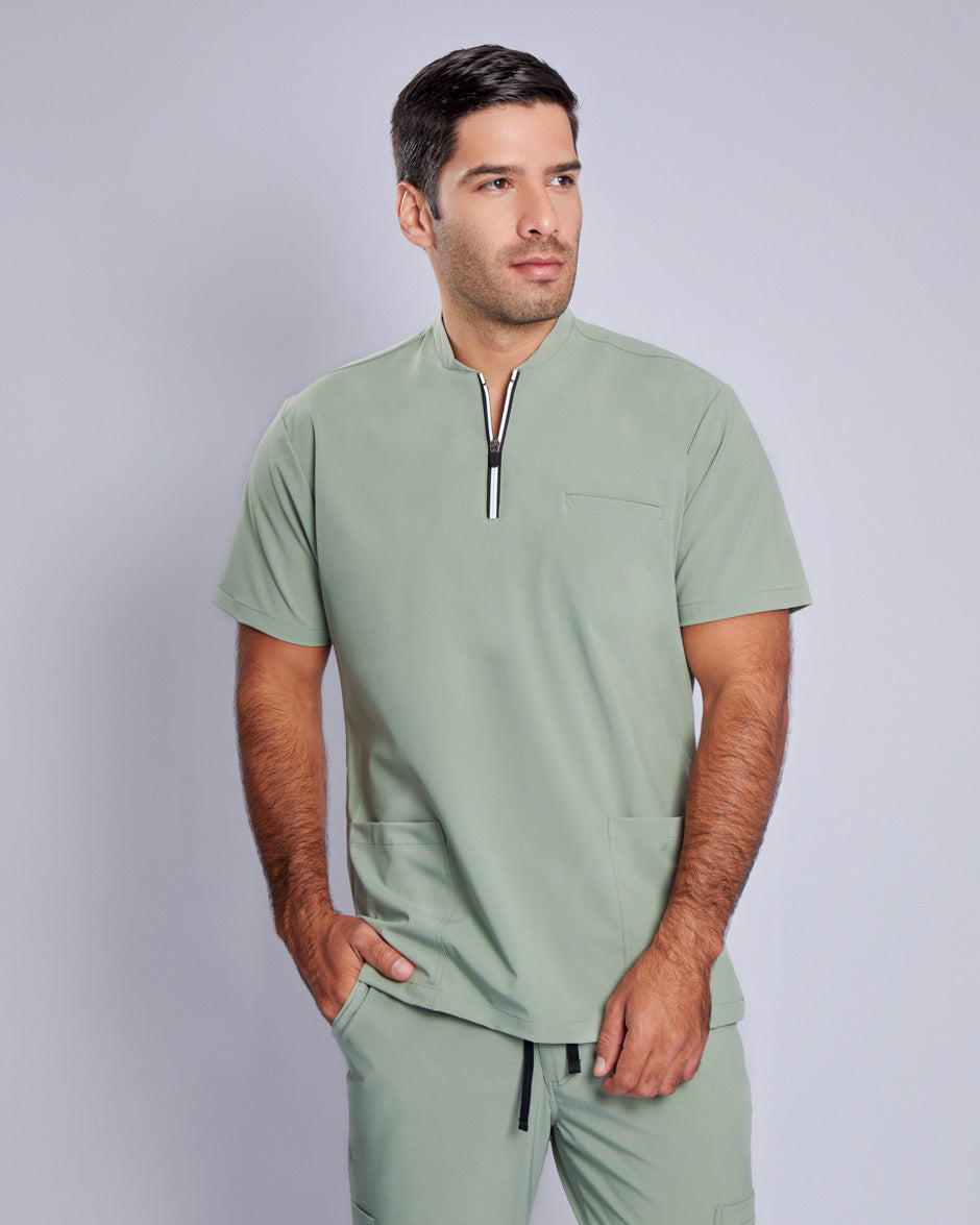 camisa medica uniforme antifluidos leo verde pistacho para hombre