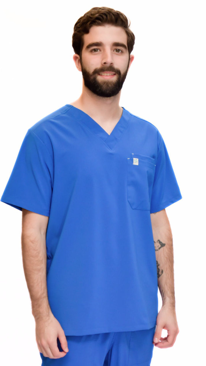 camisa medica uniforme antifluidos mars azul rey para hombre