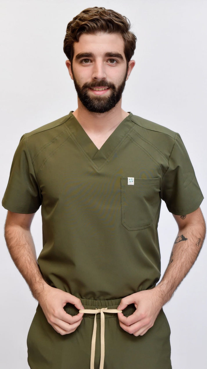 camisa medica uniforme antifluidos pluton verde militar para hombre