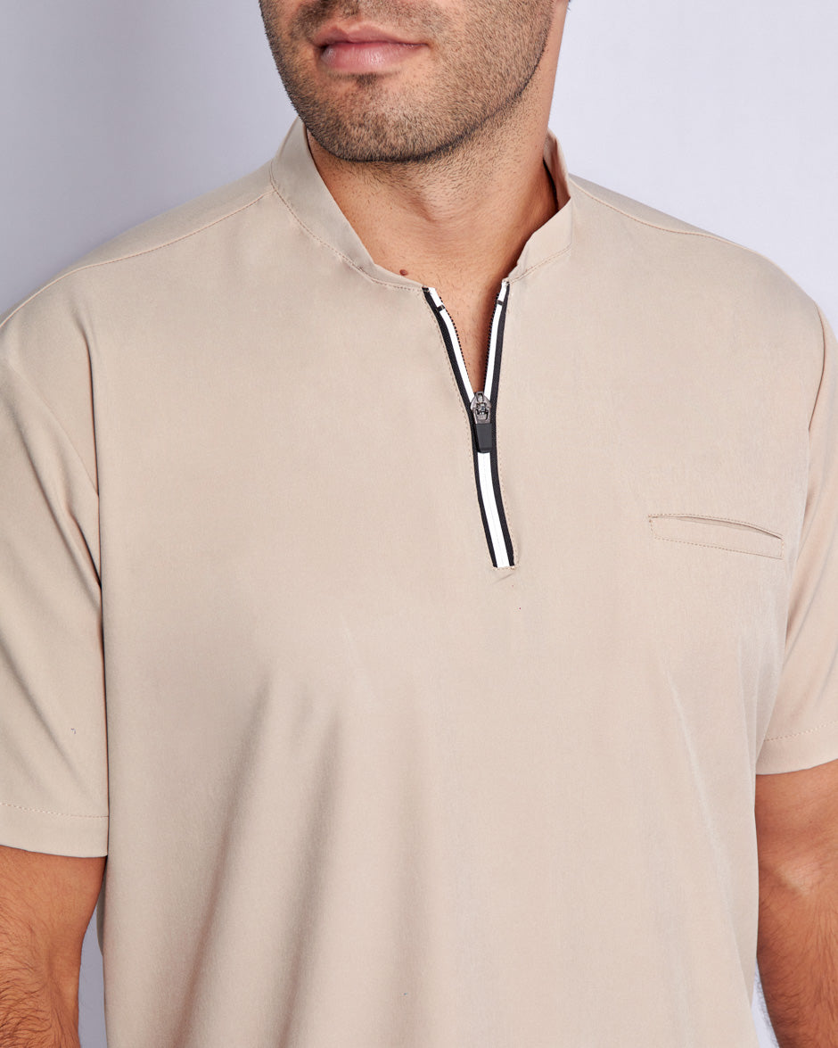 camisa medica scrub quirurjico leo beige para hombre