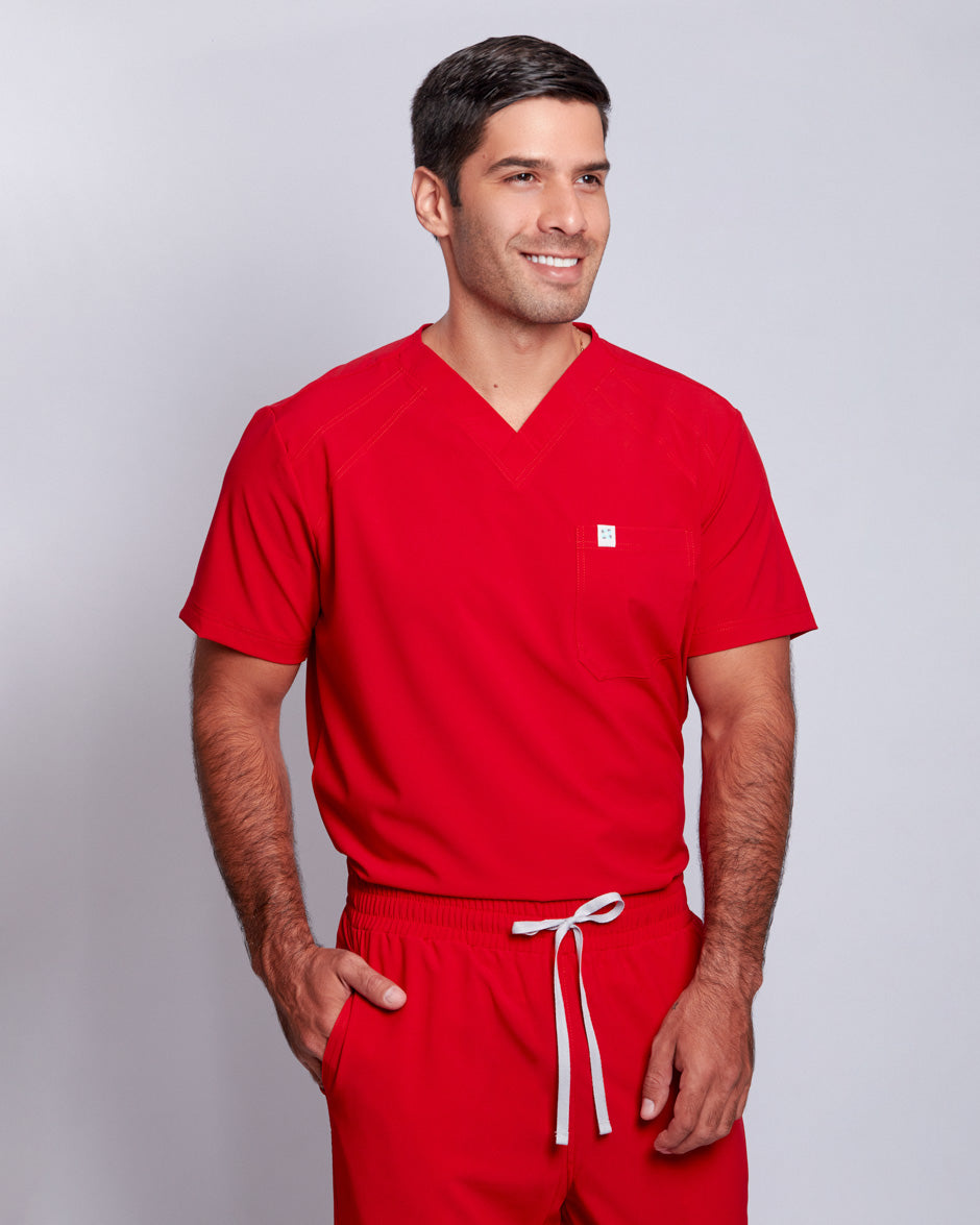 camisa medico uniforme antifluidos pluton rojo comodo