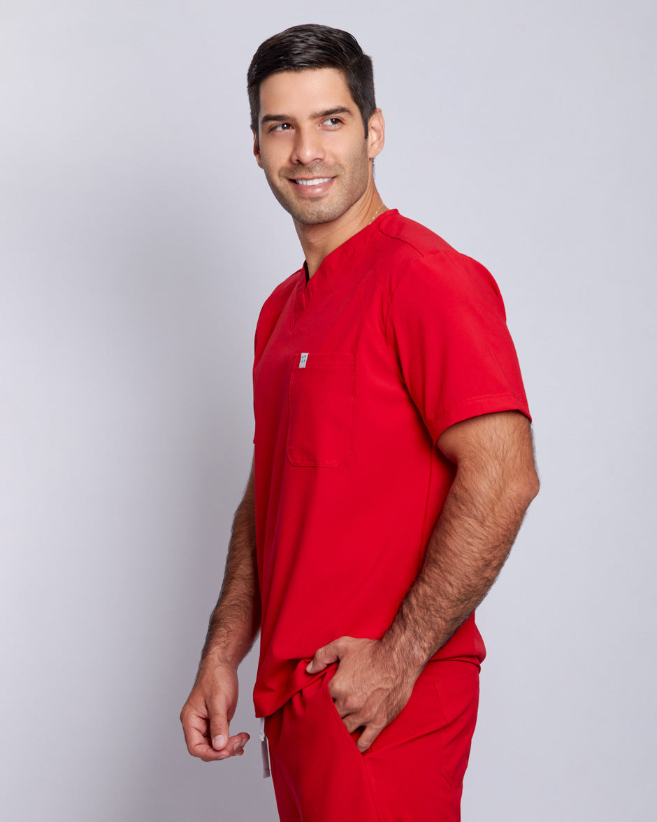 camisa scrub quirurjico pluton rojo para hombre