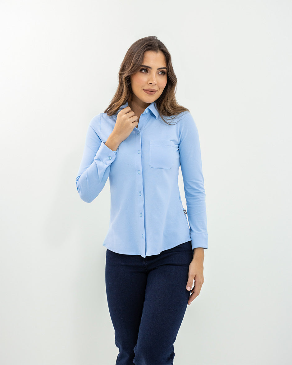 camisa administrativa manga larga baby blue cenit