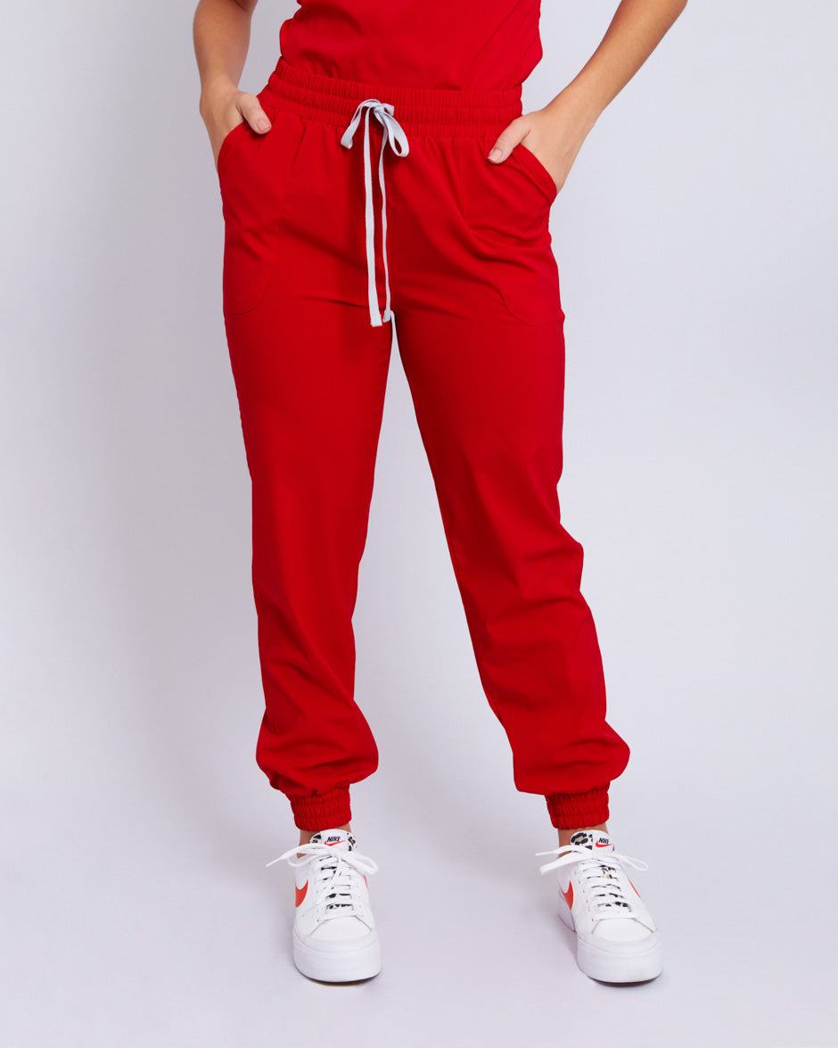 pantalon medic uniforme antifluidos new comet rojo para mujer