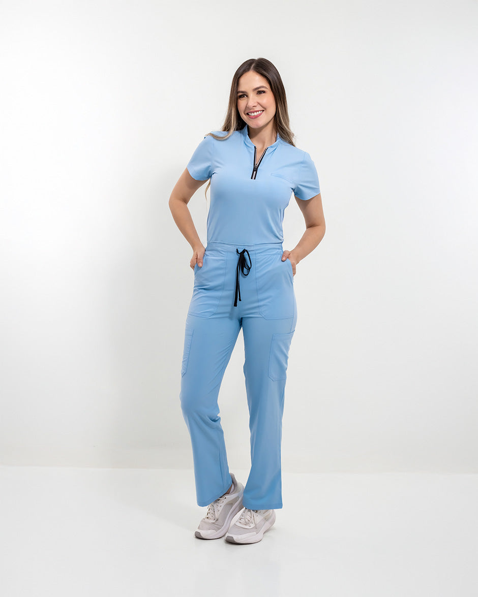 pantalón medico uniforme antifluido lynx baby blue para mujer