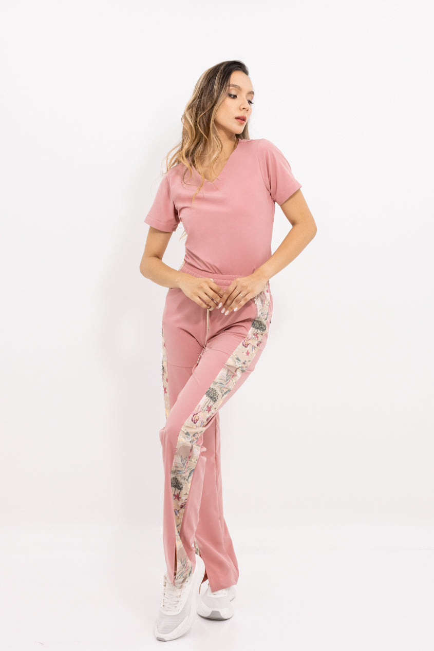 pantalon medico uniforme antifluidos bella old rose