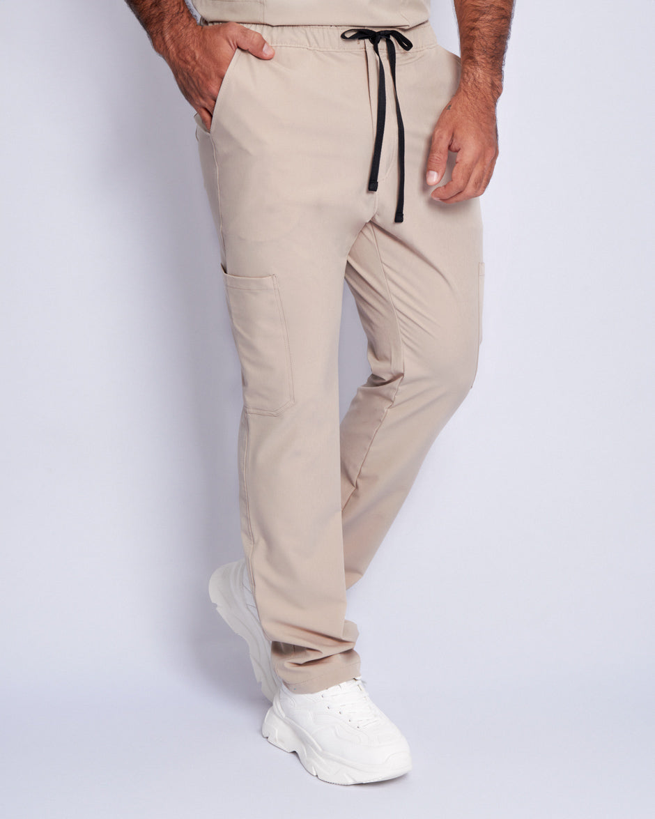 pantalon medico uniforme antifluidos leo beige para hombre