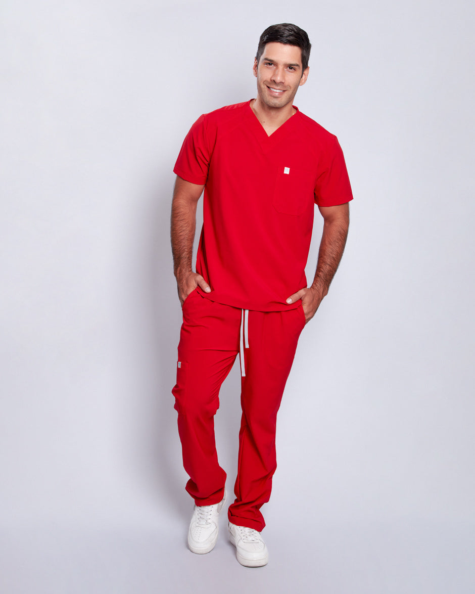 pantalon medico uniforme antifluidos pluton rojo