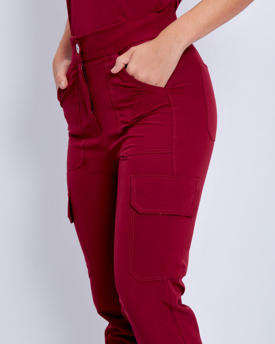 pantalon medico uniforme antifluidos polux vinotinto para mujer