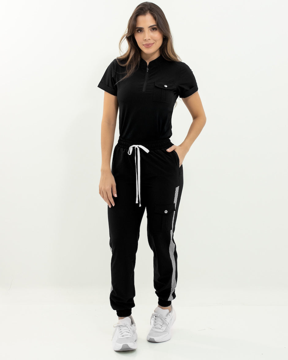 pantalon medico uniforme antifluidos saturn negro para mujer