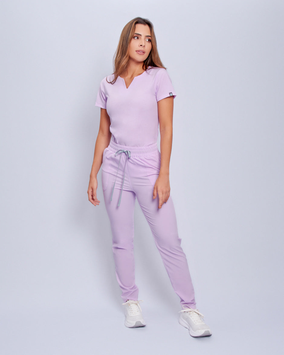 pantalon scrub quirurjico new solar lila pastel para mujer