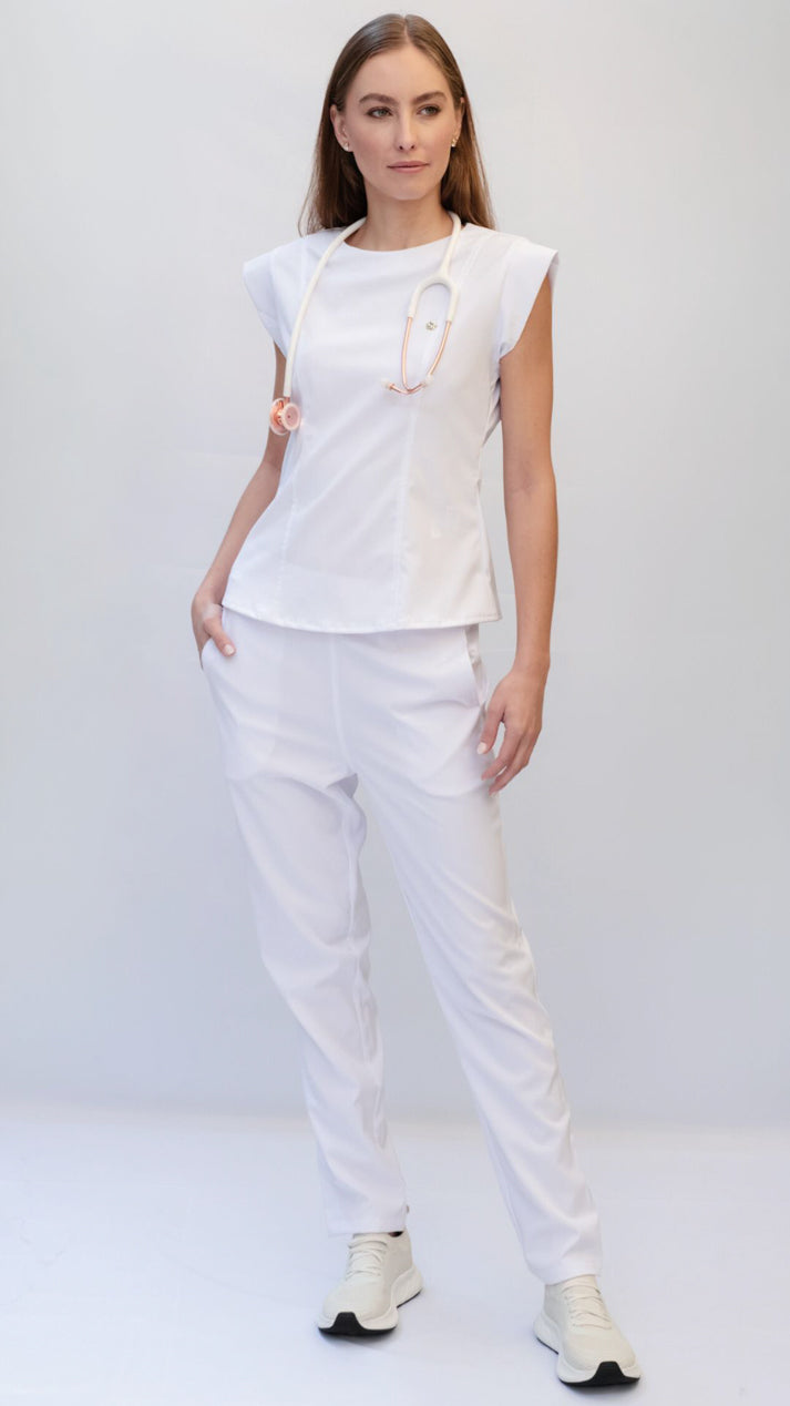 pantalon uniforme antifluidos jupiter blanco